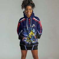Personalized Cape Verde Blue Sharks Hoodie Dress African Pride Dynamic Stadium Soccer Graphic Art