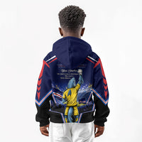 Personalized Cape Verde Blue Sharks Kid Hoodie African Pride Dynamic Stadium Soccer Graphic Art