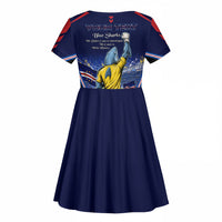 Personalized Cape Verde Blue Sharks Kid Short Sleeve Dress African Pride Dynamic Stadium Soccer Graphic Art