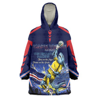 Personalized Cape Verde Blue Sharks Kid Wearable Blanket Hoodie African Pride Dynamic Stadium Soccer Graphic Art