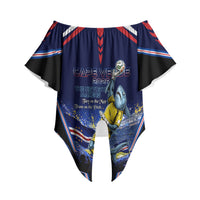 Personalized Cape Verde Blue Sharks Off Shoulder Wrap Waist Top African Pride Dynamic Stadium Soccer Graphic Art
