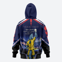 Personalized Cape Verde Blue Sharks Zip Hoodie African Pride Dynamic Stadium Soccer Graphic Art