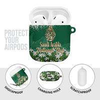 Saudi Arabia National Day AirPods Case White Jasmine Arabic Calligraphy Cultural Pride