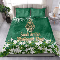 Saudi Arabia National Day Bedding Set White Jasmine Arabic Calligraphy Cultural Pride