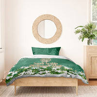 Saudi Arabia National Day Bedding Set White Jasmine Arabic Calligraphy Cultural Pride