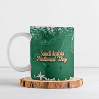 Saudi Arabia National Day Ceramic Mug White Jasmine Arabic Calligraphy Cultural Pride