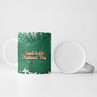 Saudi Arabia National Day Ceramic Mug White Jasmine Arabic Calligraphy Cultural Pride