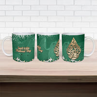 Saudi Arabia National Day Ceramic Mug White Jasmine Arabic Calligraphy Cultural Pride