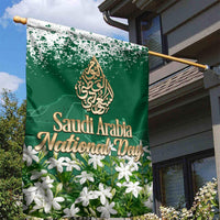 Saudi Arabia National Day Garden Flag White Jasmine Arabic Calligraphy Cultural Pride