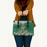 Saudi Arabia National Day Leather Bag White Jasmine Arabic Calligraphy Cultural Pride