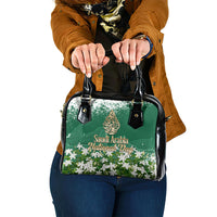 Saudi Arabia National Day Shoulder Handbag White Jasmine Arabic Calligraphy Cultural Pride