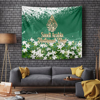 Saudi Arabia National Day Tapestry White Jasmine Arabic Calligraphy Cultural Pride