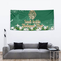 Saudi Arabia National Day Tapestry White Jasmine Arabic Calligraphy Cultural Pride