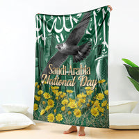 Saudi Arabia National Day Blanket Falcon Skyline Arabic Calligraphy Cultural Pride