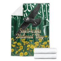 Saudi Arabia National Day Blanket Falcon Skyline Arabic Calligraphy Cultural Pride