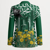 Saudi Arabia National Day Blazer Falcon Skyline Arabic Calligraphy Cultural Pride