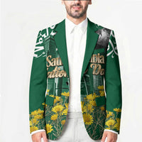 Saudi Arabia National Day Blazer Falcon Skyline Arabic Calligraphy Cultural Pride