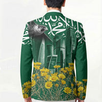 Saudi Arabia National Day Blazer Falcon Skyline Arabic Calligraphy Cultural Pride