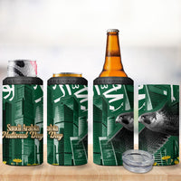 Saudi Arabia National Day 4 in 1 Can Cooler Tumbler Falcon Skyline Arabic Calligraphy Cultural Pride