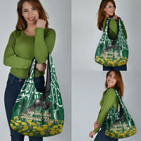 Saudi Arabia National Day Grocery Bag Falcon Skyline Arabic Calligraphy Cultural Pride