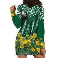 Saudi Arabia National Day Hoodie Dress Falcon Skyline Arabic Calligraphy Cultural Pride