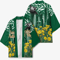 Saudi Arabia National Day Kimono Falcon Skyline Arabic Calligraphy Cultural Pride