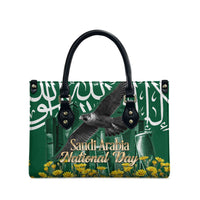 Saudi Arabia National Day Leather Bag Falcon Skyline Arabic Calligraphy Cultural Pride