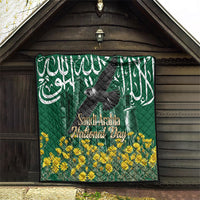 Saudi Arabia National Day Quilt Falcon Skyline Arabic Calligraphy Cultural Pride