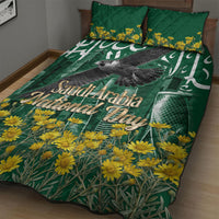 Saudi Arabia National Day Quilt Bed Set Falcon Skyline Arabic Calligraphy Cultural Pride