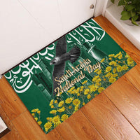 Saudi Arabia National Day Rubber Doormat Falcon Skyline Arabic Calligraphy Cultural Pride