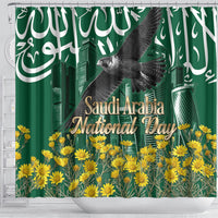 Saudi Arabia National Day Shower Curtain Falcon Skyline Arabic Calligraphy Cultural Pride