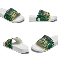 Saudi Arabia National Day Slide Sandals Falcon Skyline Arabic Calligraphy Cultural Pride