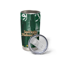 Saudi Arabia National Day Tumbler Cup Falcon Skyline Arabic Calligraphy Cultural Pride