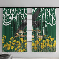 Saudi Arabia National Day Window Curtain Falcon Skyline Arabic Calligraphy Cultural Pride