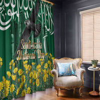 Saudi Arabia National Day Window Curtain Falcon Skyline Arabic Calligraphy Cultural Pride
