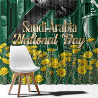 Saudi Arabia National Day Window Curtain Falcon Skyline Arabic Calligraphy Cultural Pride