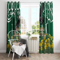 Saudi Arabia National Day Window Curtain Falcon Skyline Arabic Calligraphy Cultural Pride