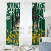 Saudi Arabia National Day Window Curtain Falcon Skyline Arabic Calligraphy Cultural Pride