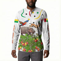 Guinea-Bissau Independence Day Button Sweatshirt African Wildlife Cashew Harvest Cultural Pride