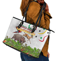 Guinea-Bissau Independence Day Leather Tote Bag African Wildlife Cashew Harvest Cultural Pride