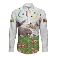 Guinea-Bissau Independence Day Long Sleeve Button Shirt African Wildlife Cashew Harvest Cultural Pride