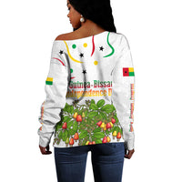 Guinea-Bissau Independence Day Off Shoulder Sweater African Wildlife Cashew Harvest Cultural Pride