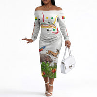 Guinea-Bissau Independence Day Off The Shoulder Long Sleeve Dress African Wildlife Cashew Harvest Cultural Pride