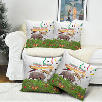 Guinea-Bissau Independence Day Pillow Cover African Wildlife Cashew Harvest Cultural Pride