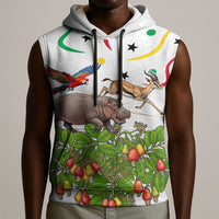 Guinea-Bissau Independence Day Sleeveless Hoodie African Wildlife Cashew Harvest Cultural Pride
