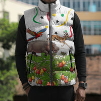 Guinea-Bissau Independence Day Sleeveless Puffer Jacket African Wildlife Cashew Harvest Cultural Pride