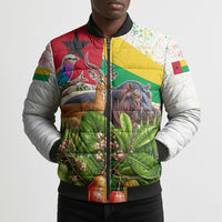 Guinea-Bissau Independence Day Bomber Puffer Jacket African Wildlife Cashew Harvest National Flag