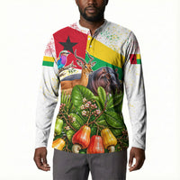 Guinea-Bissau Independence Day Button Sweatshirt African Wildlife Cashew Harvest National Flag
