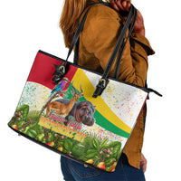 Guinea-Bissau Independence Day Leather Tote Bag African Wildlife Cashew Harvest National Flag