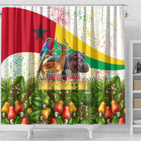 Guinea-Bissau Independence Day Shower Curtain African Wildlife Cashew Harvest National Flag
